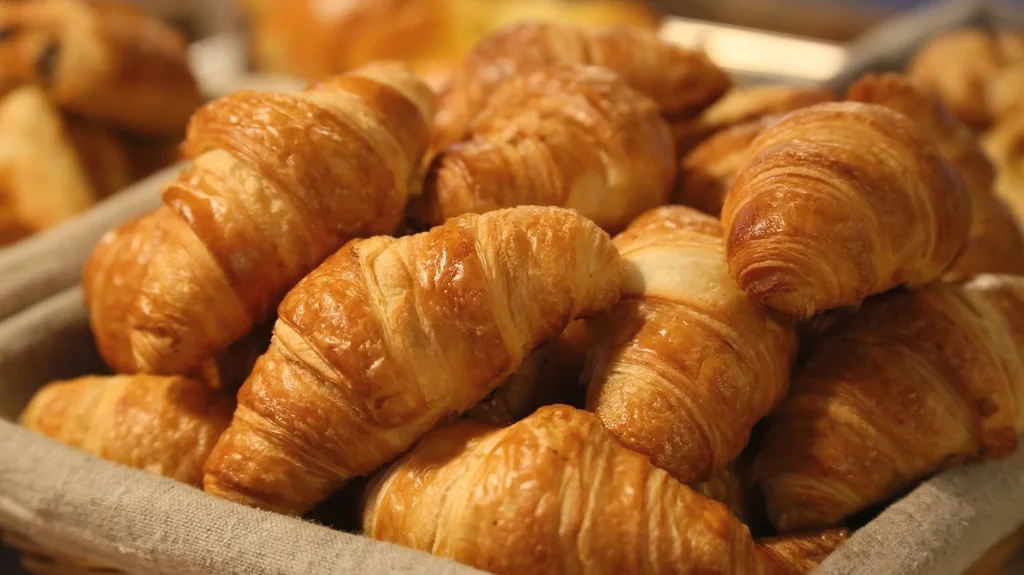 Fresh croissants on the counter