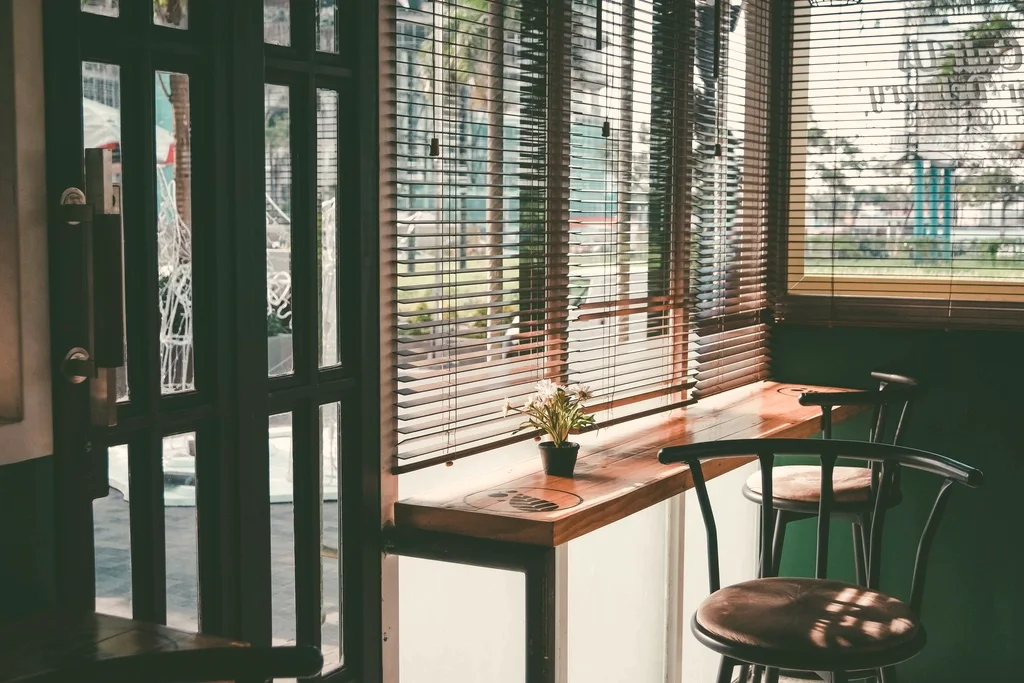 Morning light across a quiet café counter