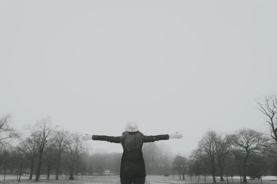 Figure in a foggy field