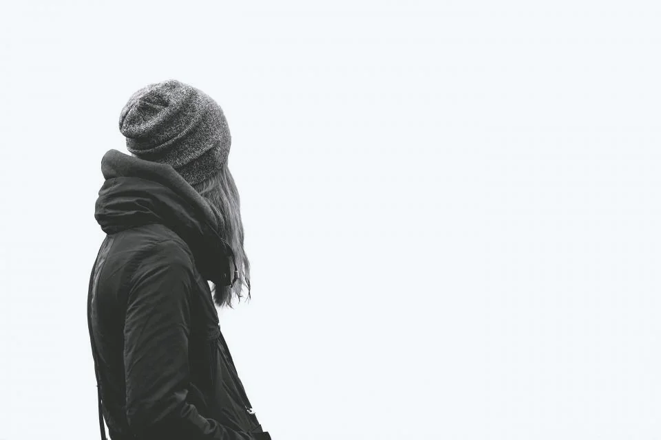 Soft grey knit hood