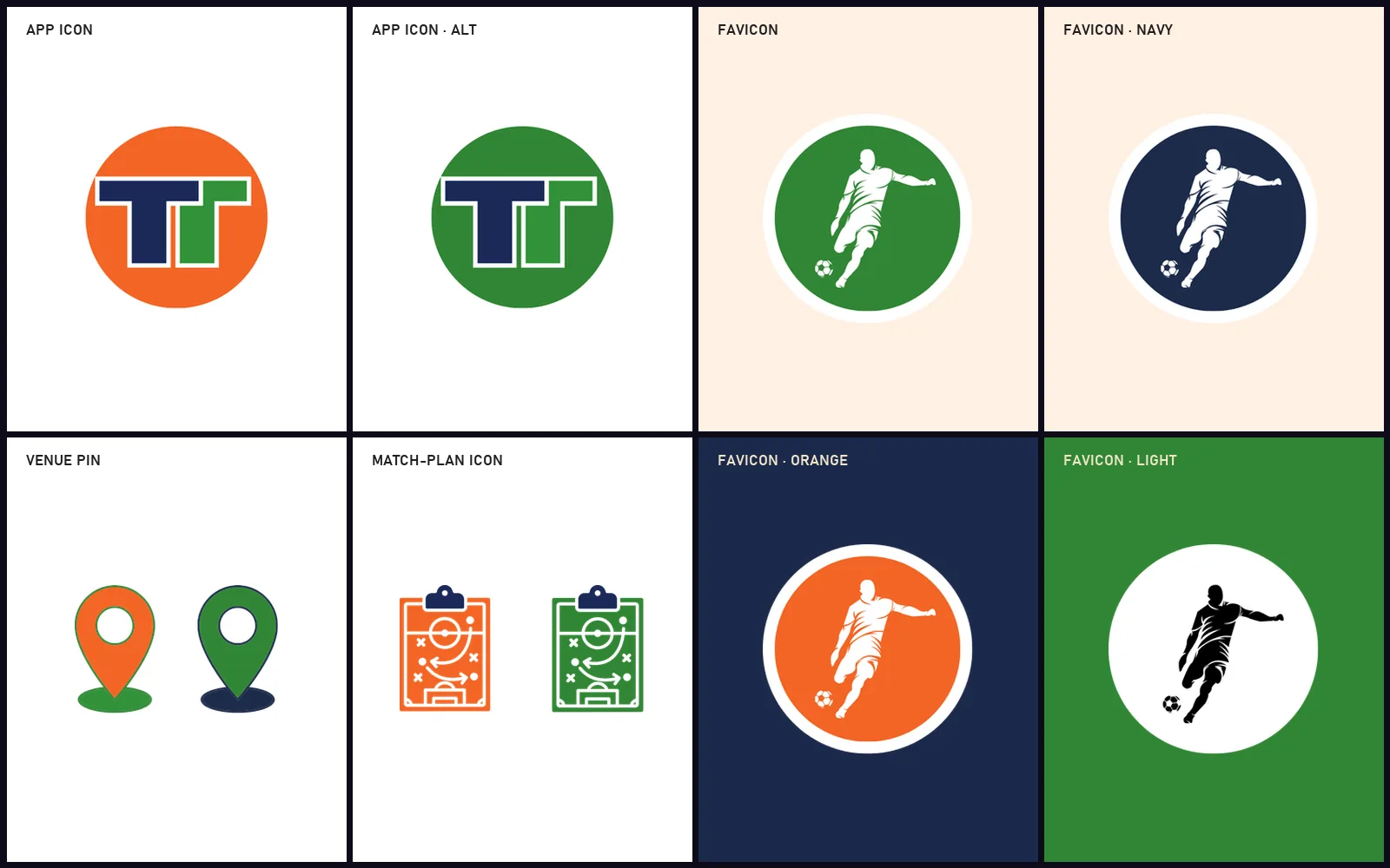 TARATAN TIME app icons, favicons, a map pin and a match-plan icon